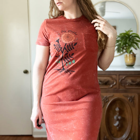 October Birth Flower | Marigold | Orange Maxi Dress | Large