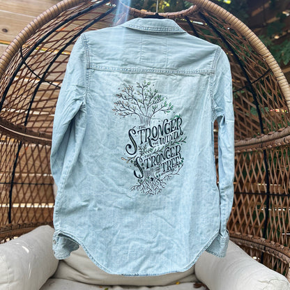 Strong Tree | Chambray Blue Long Sleeve Button Up | Small