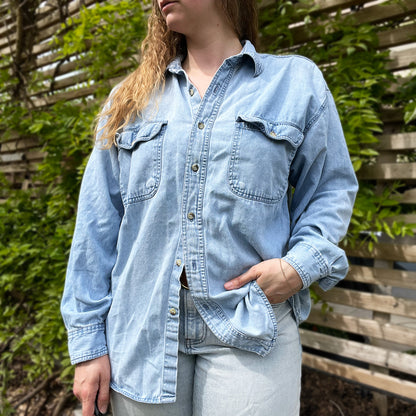 Stronger Together | June Birth Flower | Vintage Blue Chambray | Large