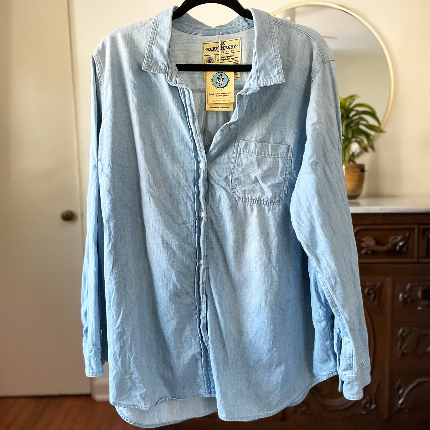 Shop Local | Long Sleeve Chambray Button Up | 2X