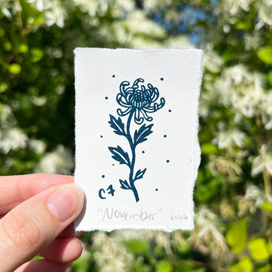 November Birth Flower | Chrysanthemum | Tiny Art Print
