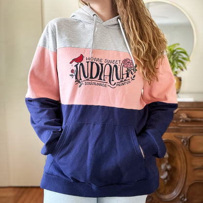 Home Sweet Indiana | Color Block Sweatshirt Hoodie | XL