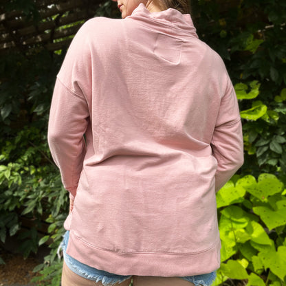 Peace, Love & Berries | Holly | December Birth Flower | Cowl Neck Pink Long Sleeve | Large