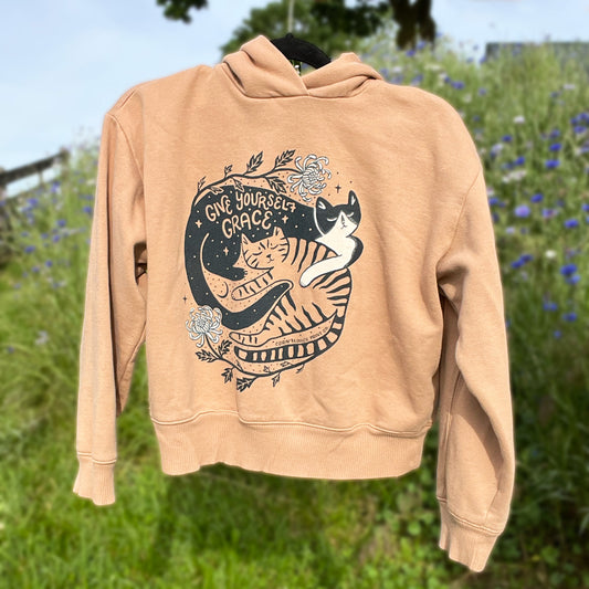 November Birth Flower | Chrysanthemum | Brown Hoodie | Small