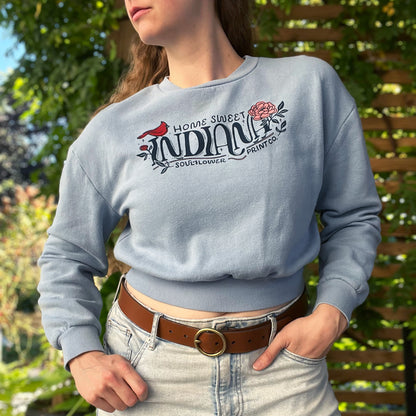 Home Sweet Indiana | Blue Crop Sweatshirt | Medium