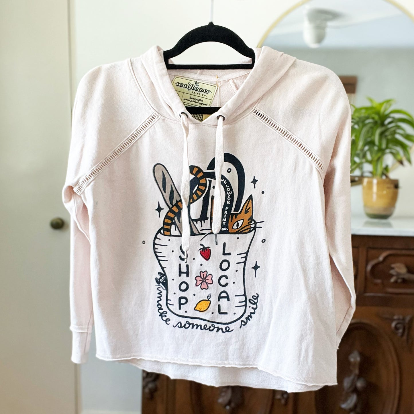 Shop Local | Light Pink Long Sleeve Hoodie | XS