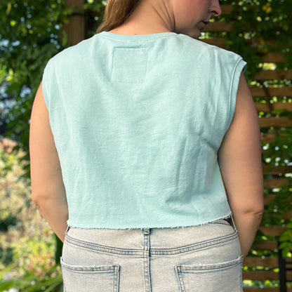 Stay Feral | Opossum | Light Blue Cropped Tank Top | Medium