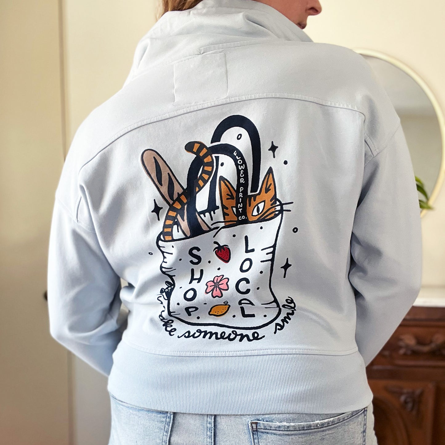 Shop Local | Light Blue 3/4 Zip-Up Jacket | Medium