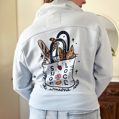 Shop Local | Light Blue 3/4 Zip-Up Jacket | Medium