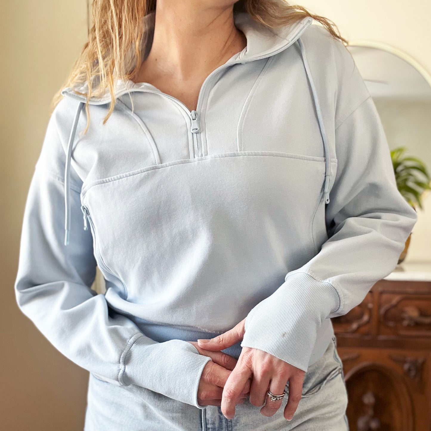 Shop Local | Light Blue 3/4 Zip-Up Jacket | Medium