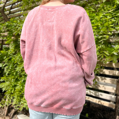 Stronger Together | June Birth Flower | Dusty Pink Sweatshirt with Pockets | 2X