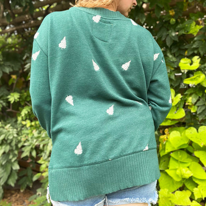Peace, Love & Berries | Holly | December Birth Flower | Dark Green Sweater | Large