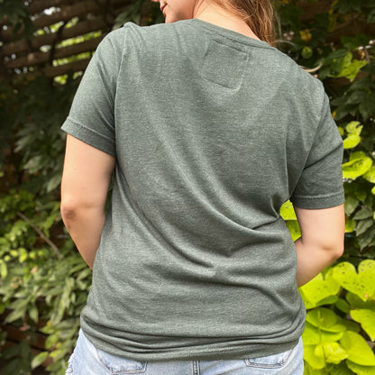 Peace, Love & Berries | Holly | December Birth Flower | Dark Green Tee | Large