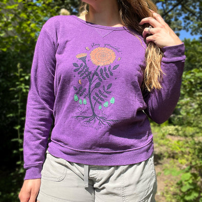 October Birth Flower | Marigold | Purple Sweatshirt | Medium