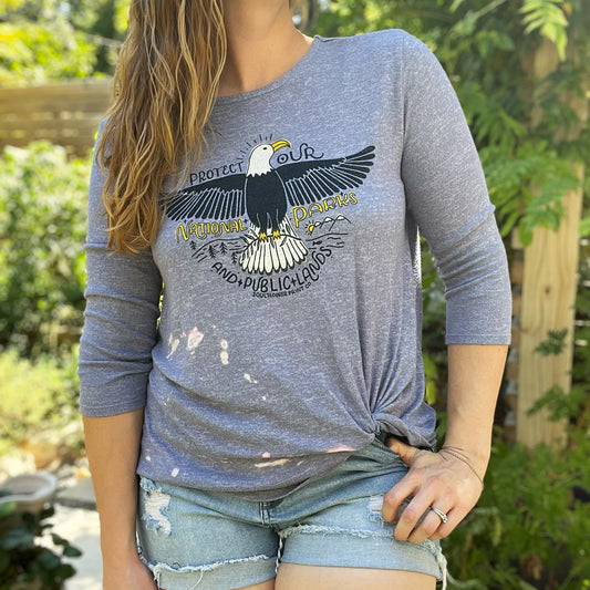 National Parks | Blue Distressed 3/4 Sleeve | Medium