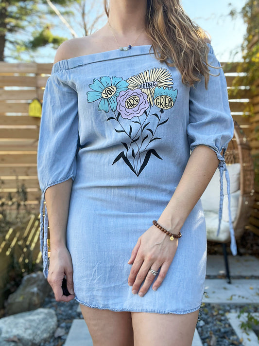 You Are Doing Great | Blue Chambray Dress | Medium