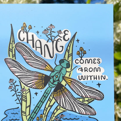Postcard | Dragonfly | Change Comes From Within