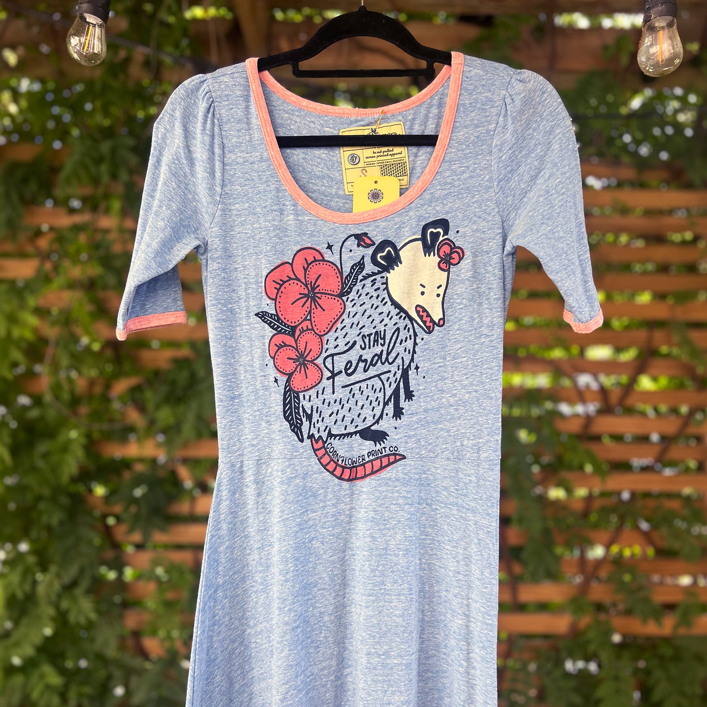 Stay Feral | Opossum | Blue Maxi Dress | Small