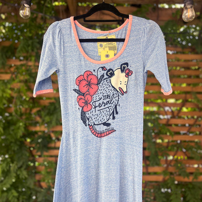Stay Feral | Opossum | Blue Maxi Dress | Small