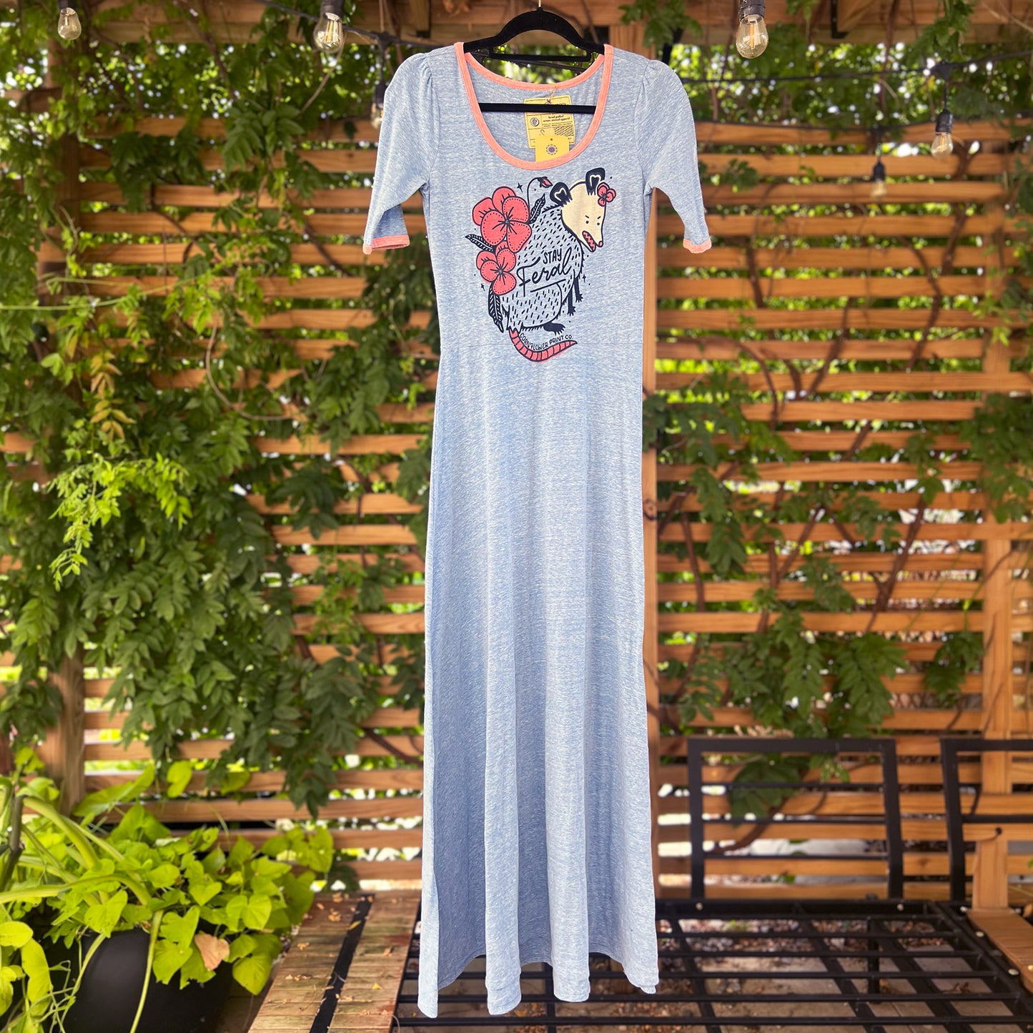 Stay Feral | Opossum | Blue Maxi Dress | Small
