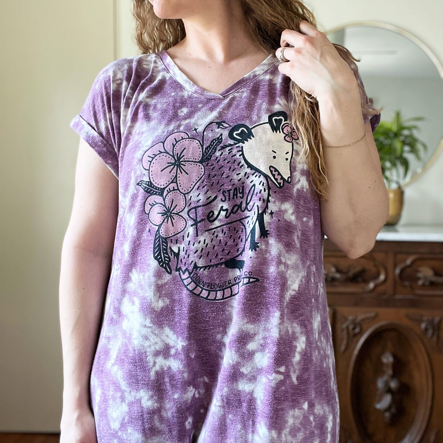 Stay Feral | Opossum | Purple Tiedye Dress | XL