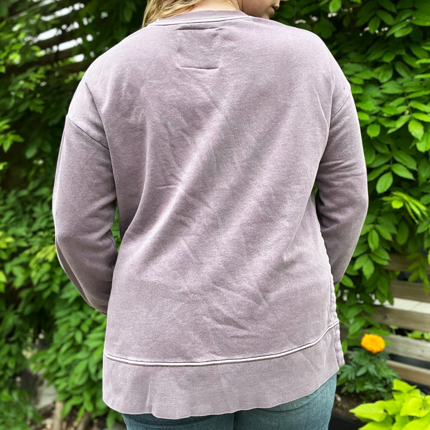 One Day at a Time | July Birth Flower | Dusty Purple Pullover Sweatshirt | Medium