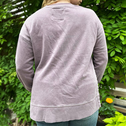 One Day at a Time | July Birth Flower | Dusty Purple Pullover Sweatshirt | Medium