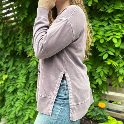One Day at a Time | July Birth Flower | Dusty Purple Pullover Sweatshirt | Medium