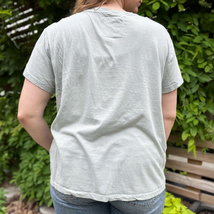 One Day at a Time | July Birth Flower | Pale Mint Green Tee w Reverse Applique | XL