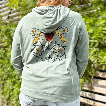 Stronger Together | June Birth Flower | Sage Green Zip-Up Jacket | Large