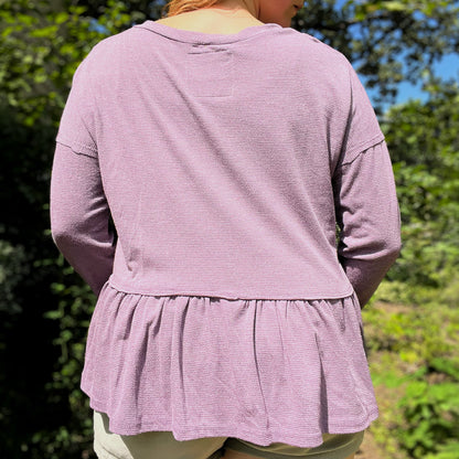 Stay Feral | Opossum | Purple Flowy Long Sleeve Shirt | Medium