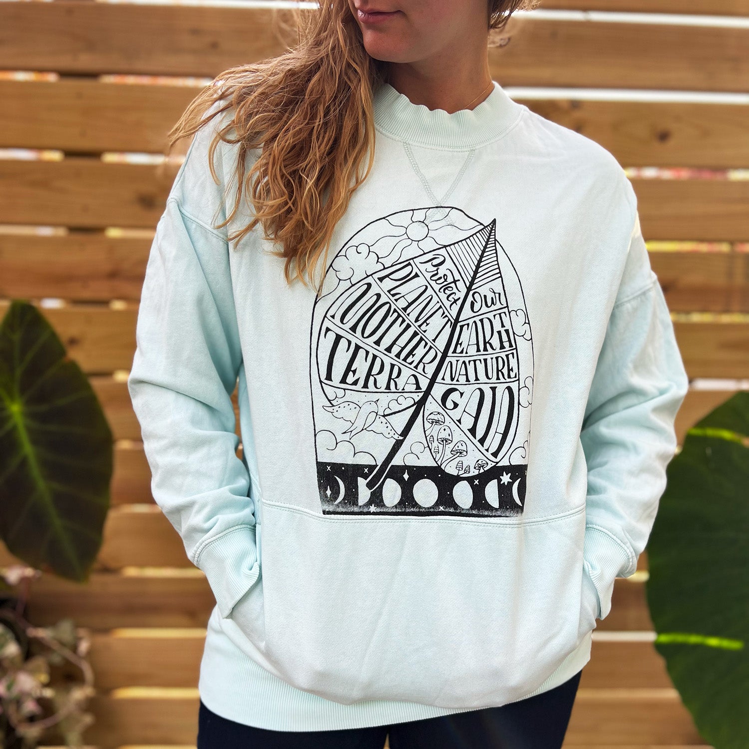 Protect Mother Nature | Light Blue Sweater | Large.