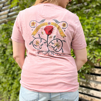 Stronger Together | June Birth Flower | Light Pink Tee | Medium