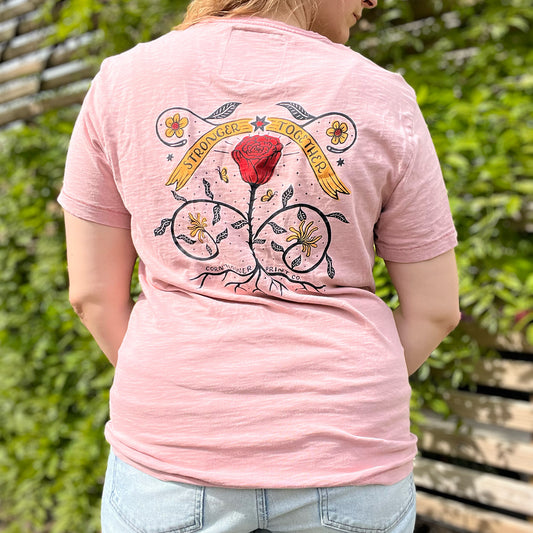 Stronger Together | June Birth Flower | Light Pink Tee | Medium