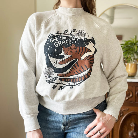 November Birth Flower | Chrysanthemum | Heather Gray Sweatshirt | Medium