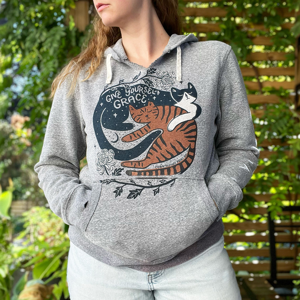 November Birth Flower | Chrysanthemum | Heather Gray Hoodie | Medium