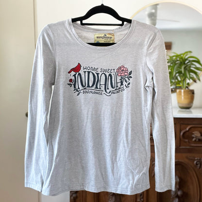 Home Sweet Indiana | Gray Long Sleeve Shirt | Small