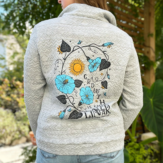 September Birth Flower | Morning Glory | Gray Pullover | Large