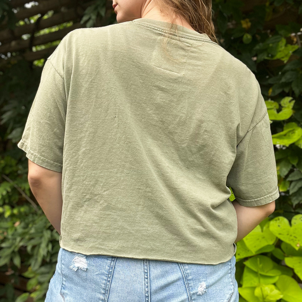 Peace, Love & Berries | Holly | December Birth Flower | Dusty Green Crop Top | XL