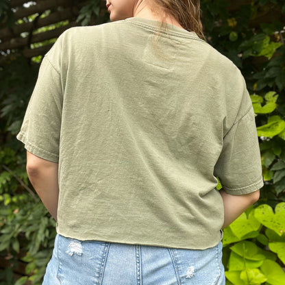Peace, Love & Berries | Holly | December Birth Flower | Dusty Green Crop Top | XL
