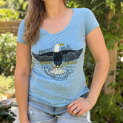 National Parks | Heather Blue Scoop Neck Tee | Medium
