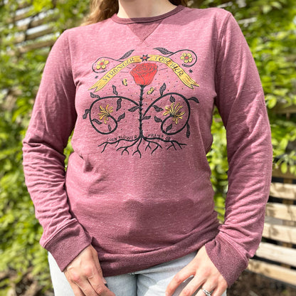Stronger Together | June Birth Flower | Heather Plum Long Sleeve | Medium