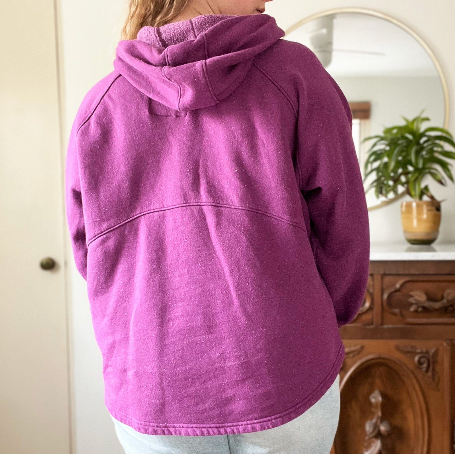 October Birth Flower | Marigold | Heather Purple Hoodie with Thumbholes | 2X