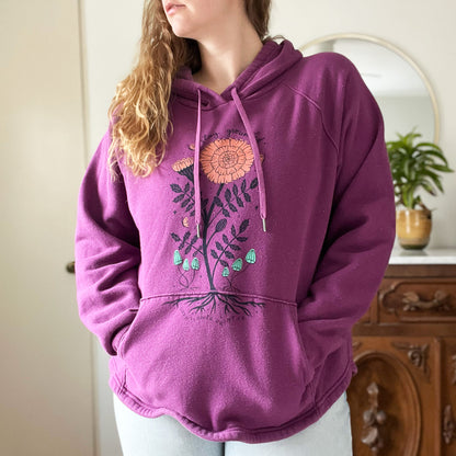 October Birth Flower | Marigold | Heather Purple Hoodie with Thumbholes | 2X