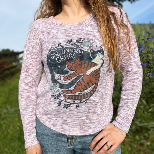 November Birth Flower | Chrysanthemum | Heather Purple Long Sleeve | Small