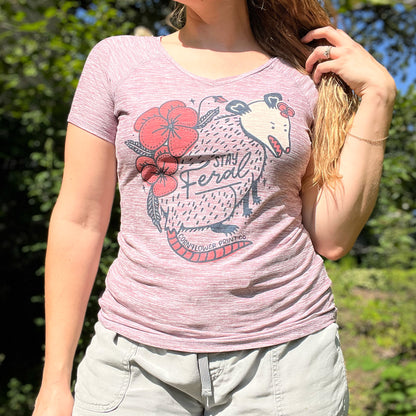 Stay Feral | Opossum | Heather Purple Tee | Large