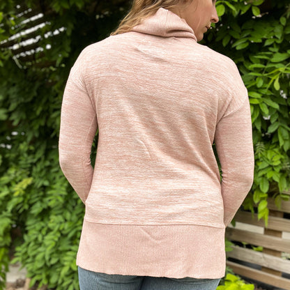 One Day at a Time | July Birth Flower | Heather Orange Cowl Neck Long Sleeve Shirt | Small