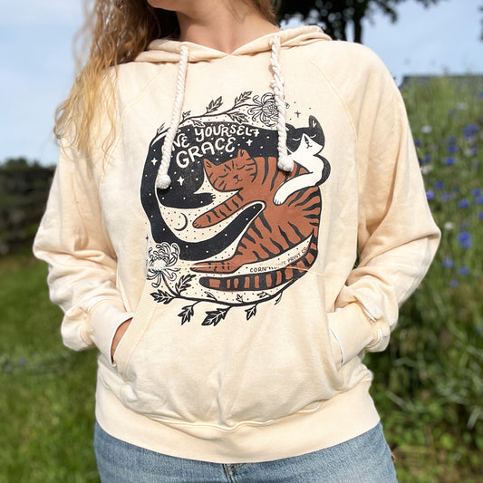 November Birth Flower | Chrysanthemum | Light Orange Peach Hoodie | XL
