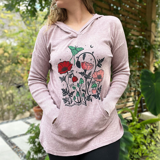 Seek Hope | August Birth Flower | Pink Long Sleeve Hoodie | Large