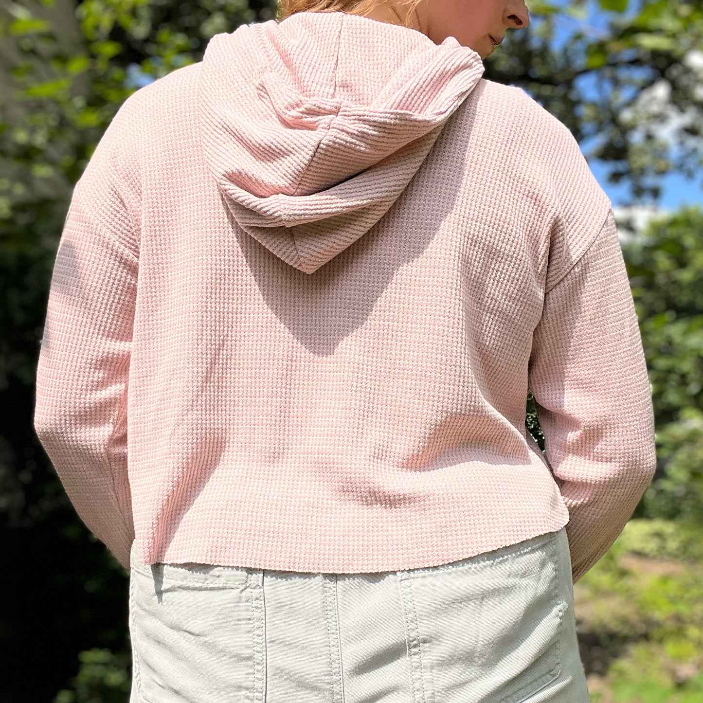 Stay Feral | Opossum | Pink Waffle Knit Lightweight Hoodie | Small